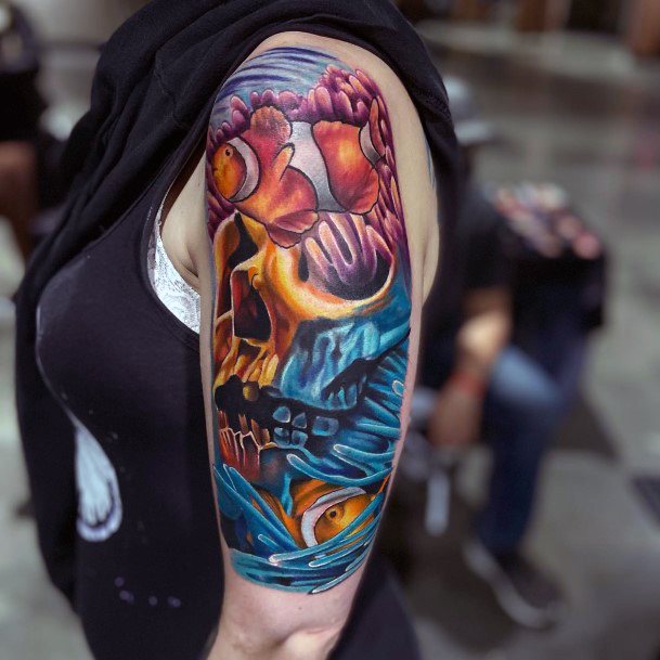 Impressive Ladies Clown Fish Tattoo