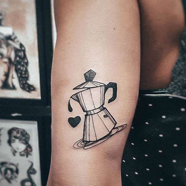 Impressive Ladies Coffee Pot Tattoo