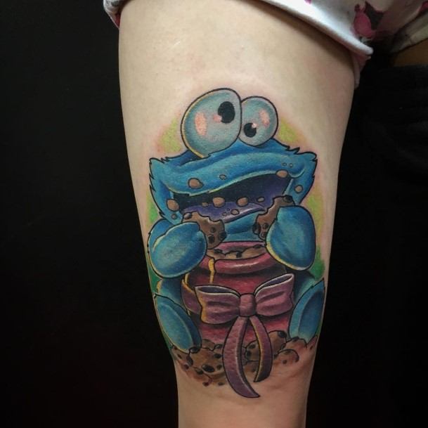 Impressive Ladies Cookie Monster Tattoo