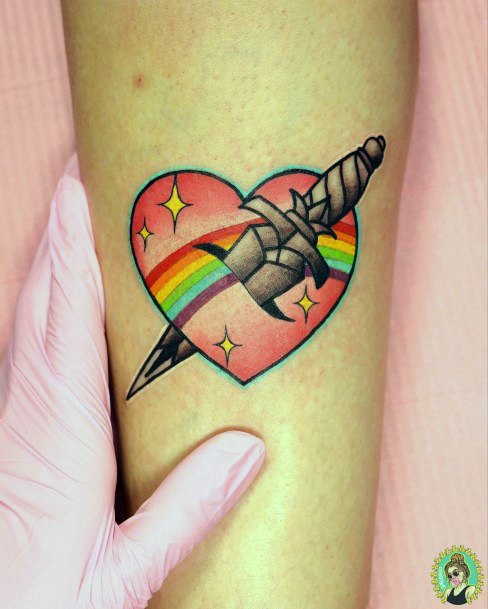 Impressive Ladies Dagger Heart Tattoo