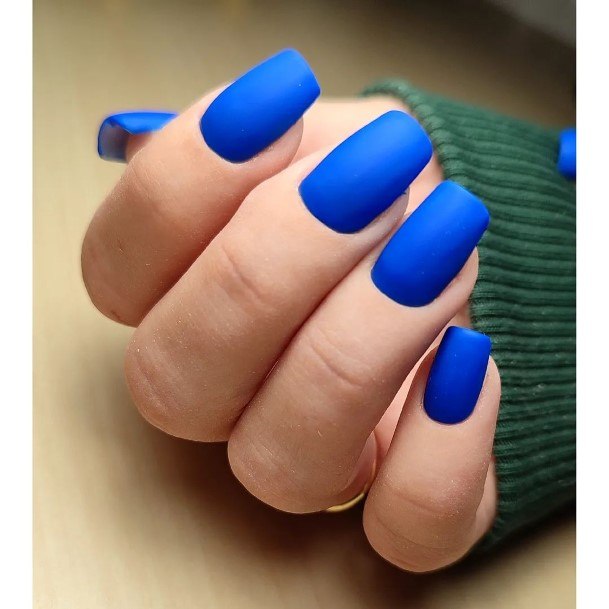 Impressive Ladies Dark Blue Matte Nail