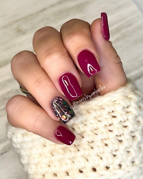 Impressive Ladies Dark Maroon Nail