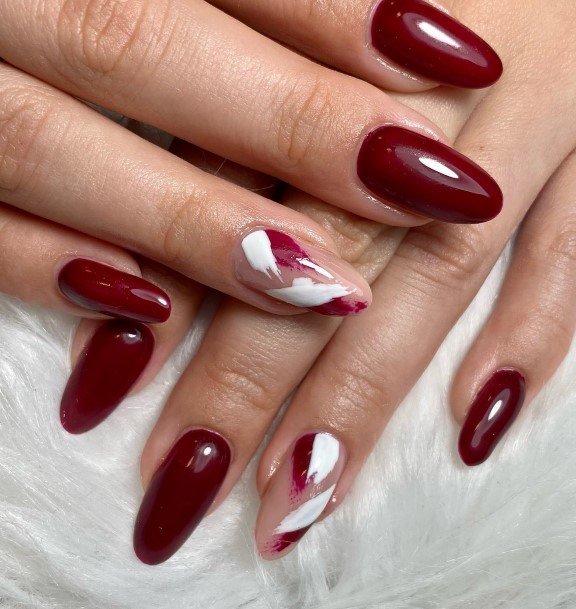 Impressive Ladies Dark Red Nail