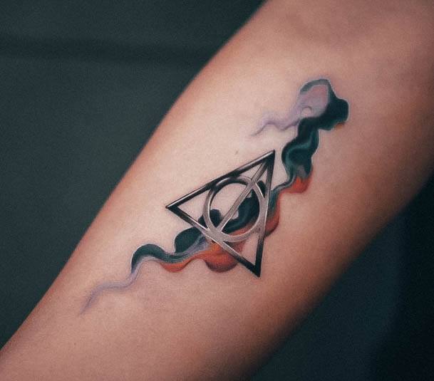 Impressive Ladies Deathly Hallows Tattoo