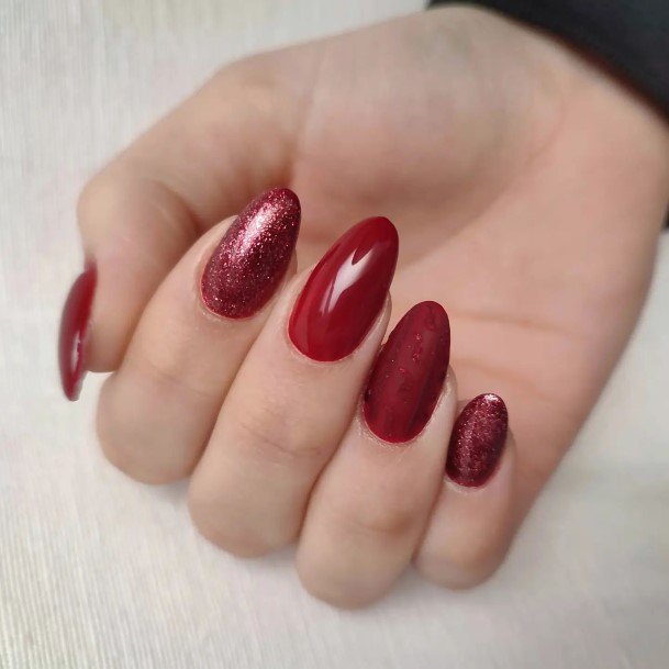 Impressive Ladies Deep Red Nail