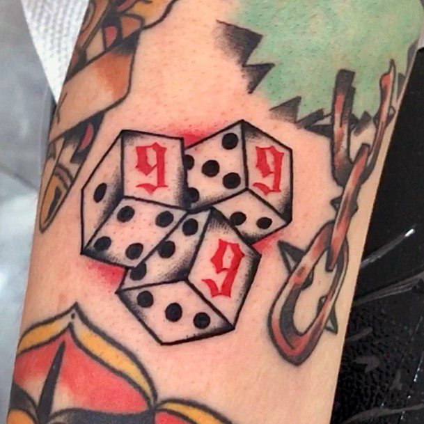 Impressive Ladies Dice Tattoo