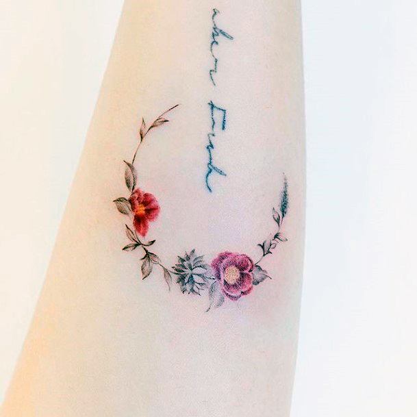 Impressive Ladies Flower Moon Tattoo