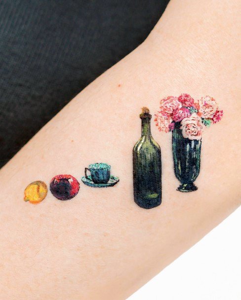 Impressive Ladies Flower Vase Tattoo