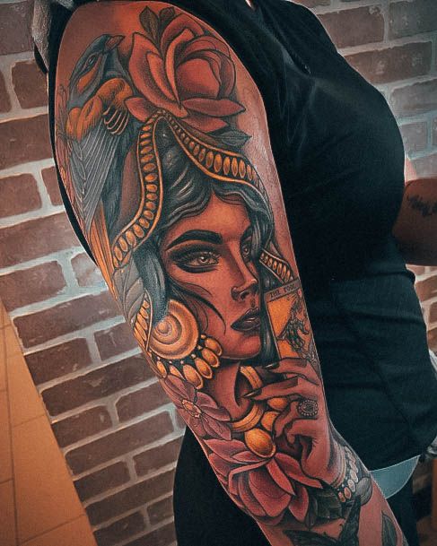 Impressive Ladies Fortune Teller Tattoo