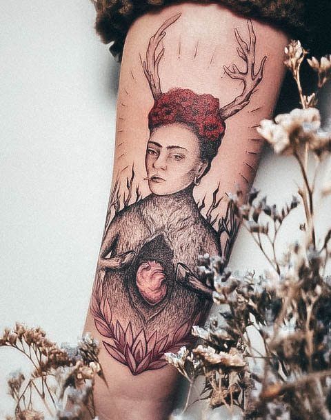 Impressive Ladies Frida Tattoo