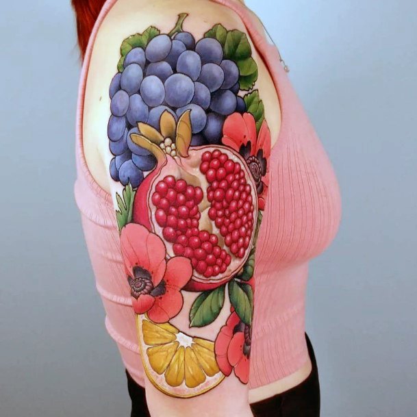 Impressive Ladies Fruit Tattoo