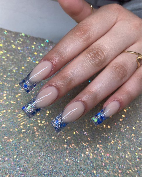 Impressive Ladies Glitter French Tip Nail