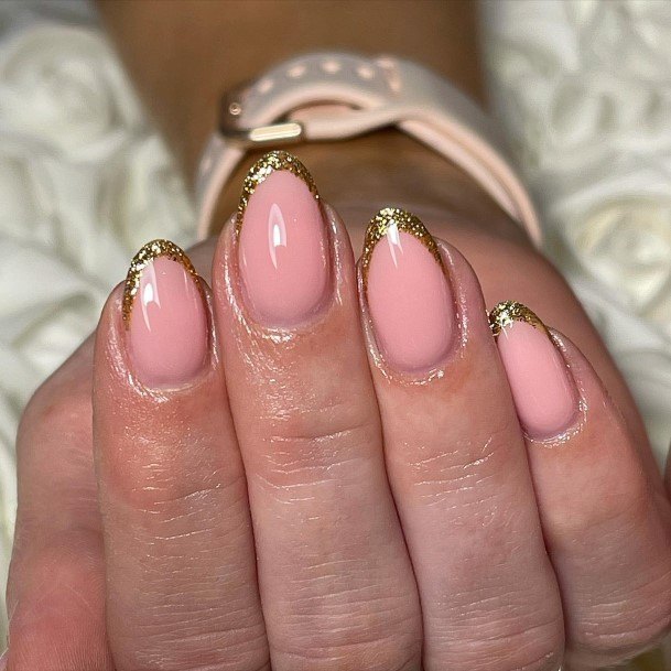 Impressive Ladies Gold French Tip Nail