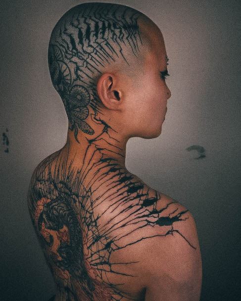 Impressive Ladies Head Tattoo