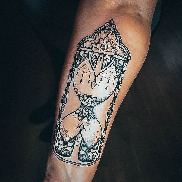 Impressive Ladies Hourglass Tattoo