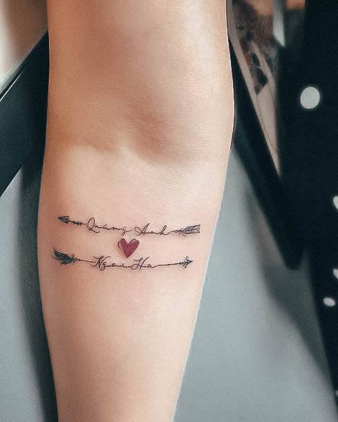 Impressive Ladies Kids Name Tattoo Arrows