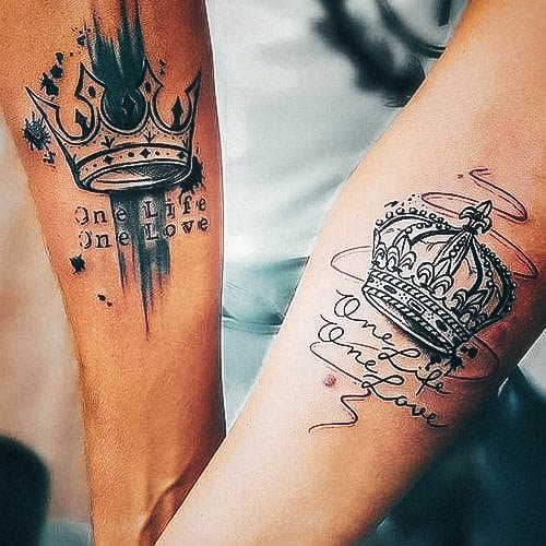 Impressive Ladies King And Queen Tattoo