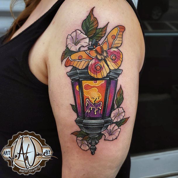 Impressive Ladies Lantern Tattoo