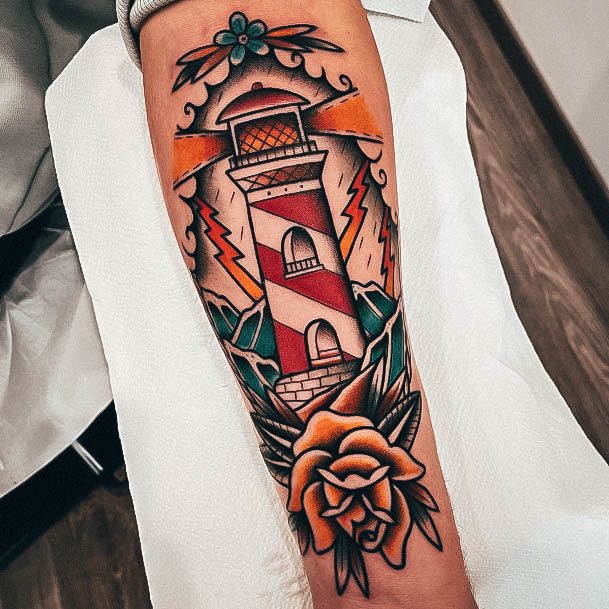 Impressive Ladies Lighthouse Tattoo