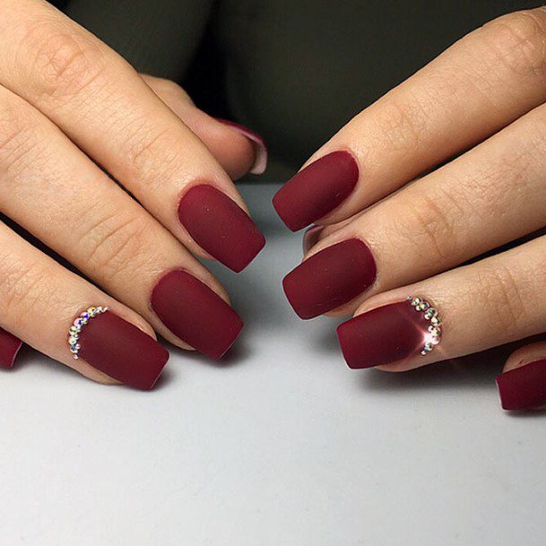 Impressive Ladies Matte Maroon Nail