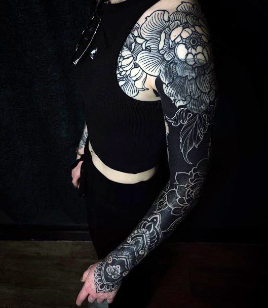 Impressive Ladies Negative Space Tattoo