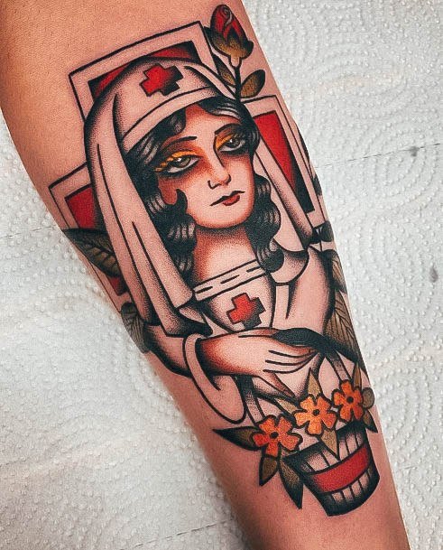 Impressive Ladies Nurse Tattoo