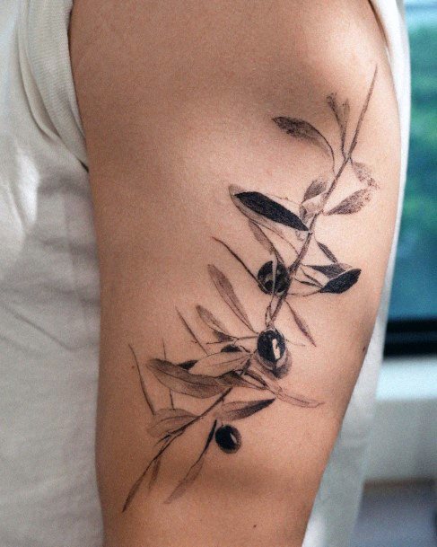 Impressive Ladies Olive Tree Tattoo