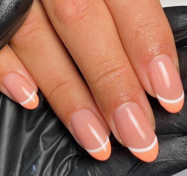 Impressive Ladies Orange And White Nail