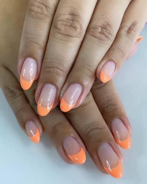 Impressive Ladies Orange French Tip Nail