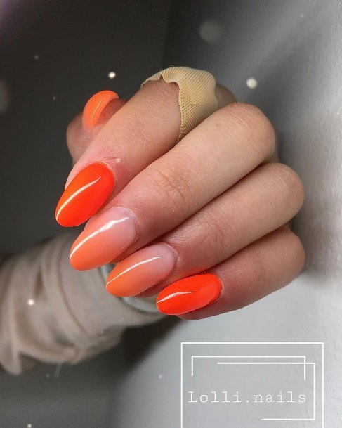 Impressive Ladies Orange Ombre Nail