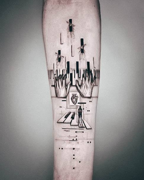 Impressive Ladies Piano Tattoo