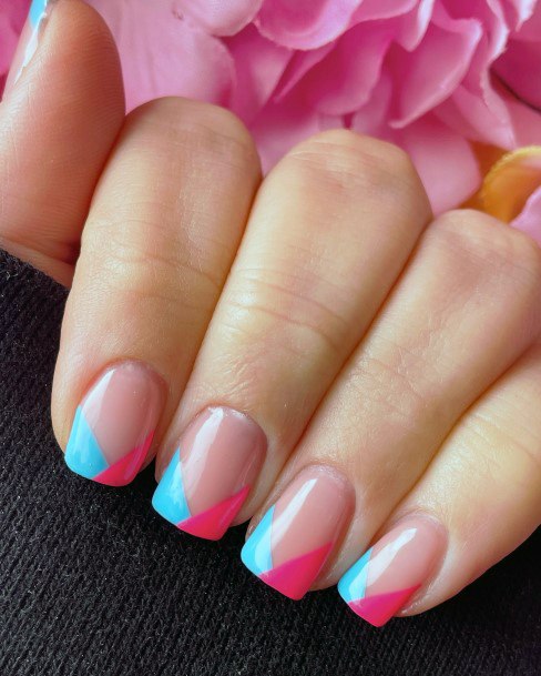 Impressive Ladies Pink And Blue Nail