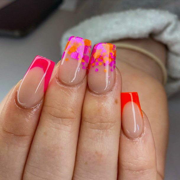 Impressive Ladies Pink And Orange Nail