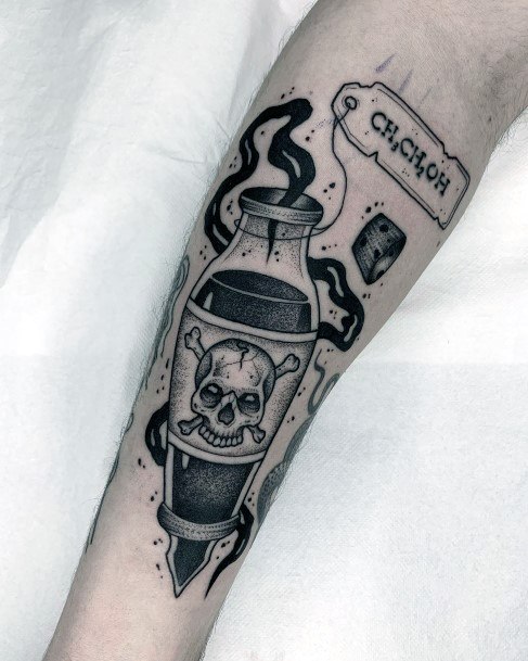 Impressive Ladies Poison Bottle Tattoo