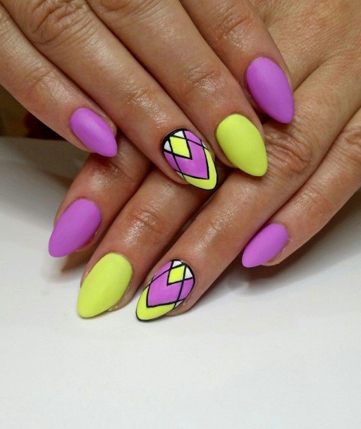 Impressive Ladies Purple And Yellow Nail