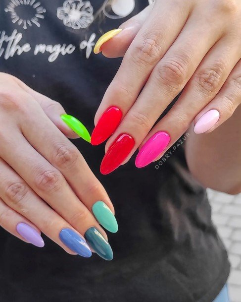 Impressive Ladies Rainbow Nail