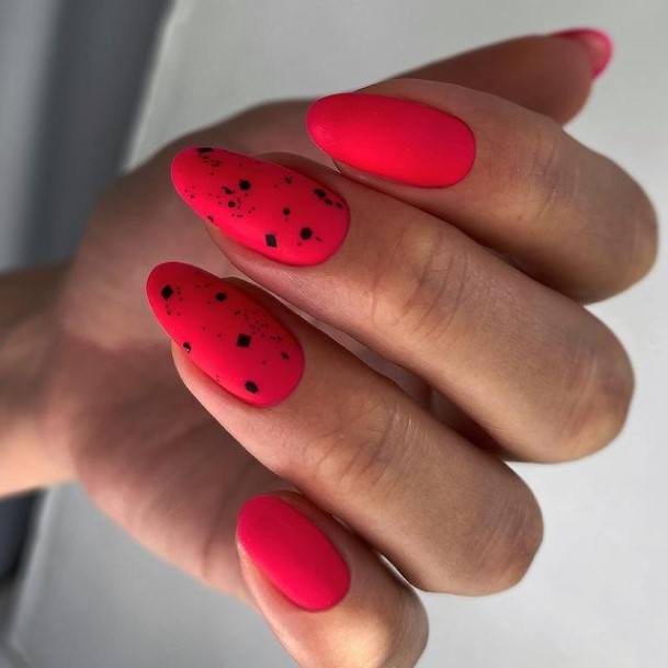 Impressive Ladies Red And Black Nail