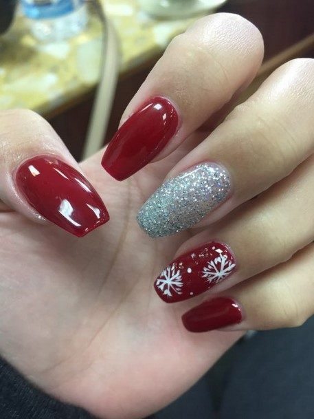 Impressive Ladies Red And Grey Nail