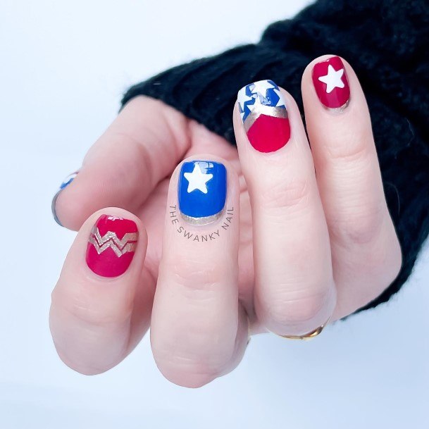 Impressive Ladies Red White And Blue Nail