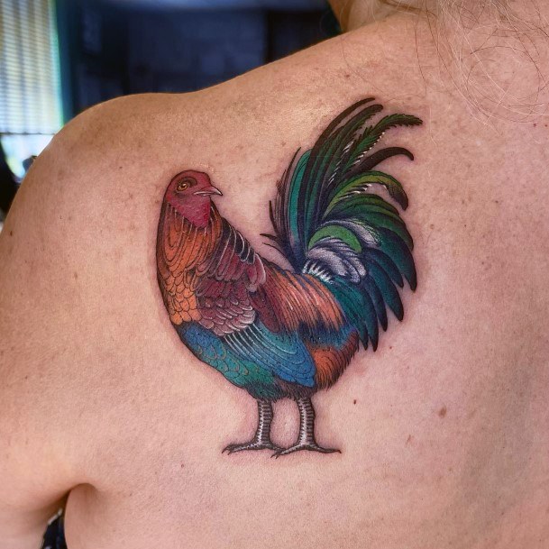 Impressive Ladies Rooster Tattoo