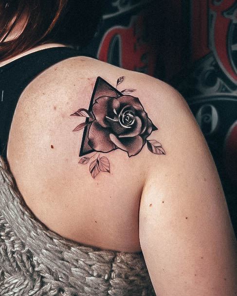 Impressive Ladies Rose Shoulder Tattoo