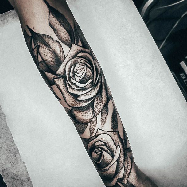 Impressive Ladies Rose Sleeve Tattoo