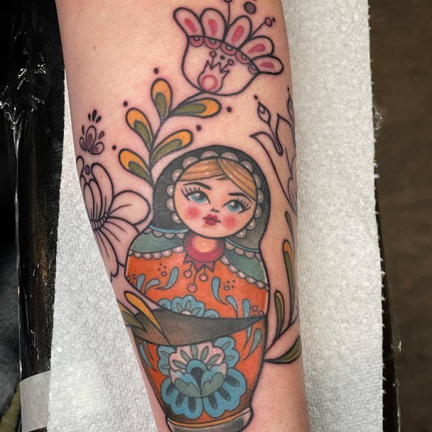 Impressive Ladies Russian Nesting Doll Matryoshka Tattoo