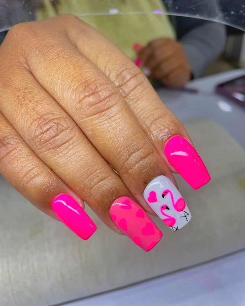 Impressive Ladies Short Pink And White Nail