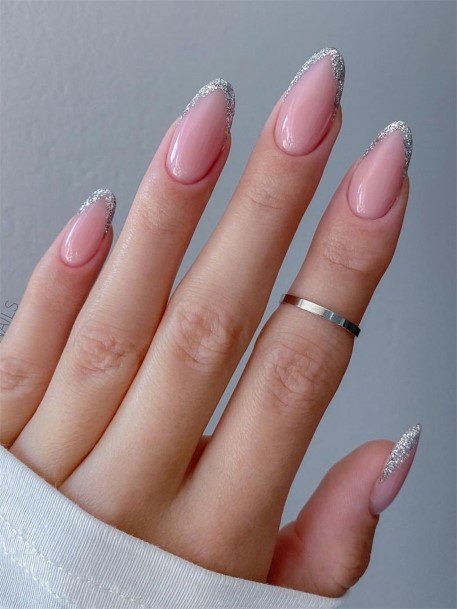 Impressive Ladies Silver French Tip Nail