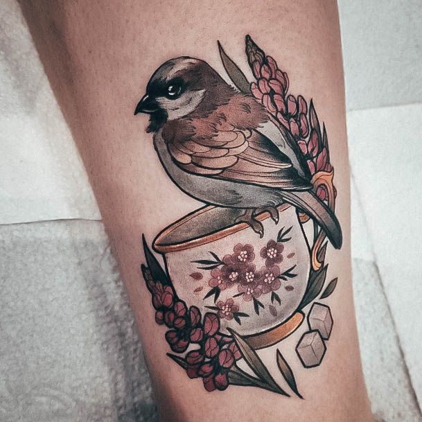 Impressive Ladies Small Sparrow Tattoo