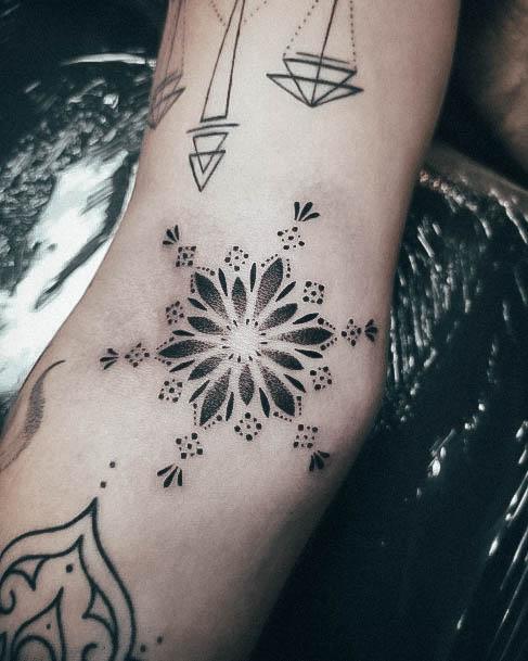 Impressive Ladies Snowflake Tattoo