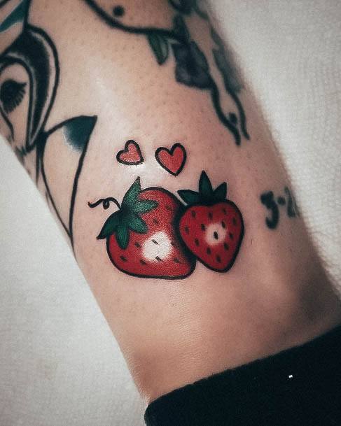 Impressive Ladies Strawberry Tattoo