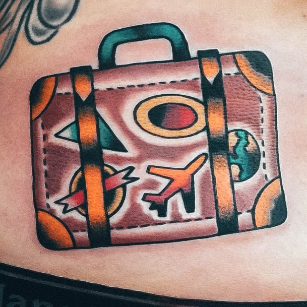 Impressive Ladies Suitcase Tattoo