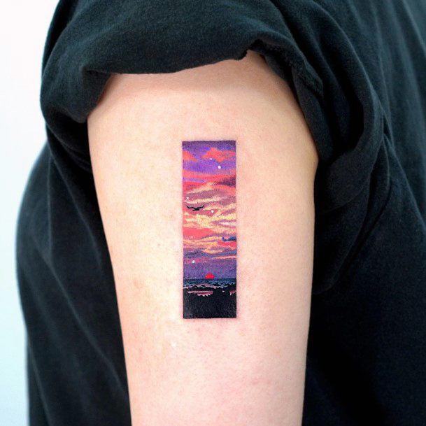 Impressive Ladies Sunset Sunrise Tattoo